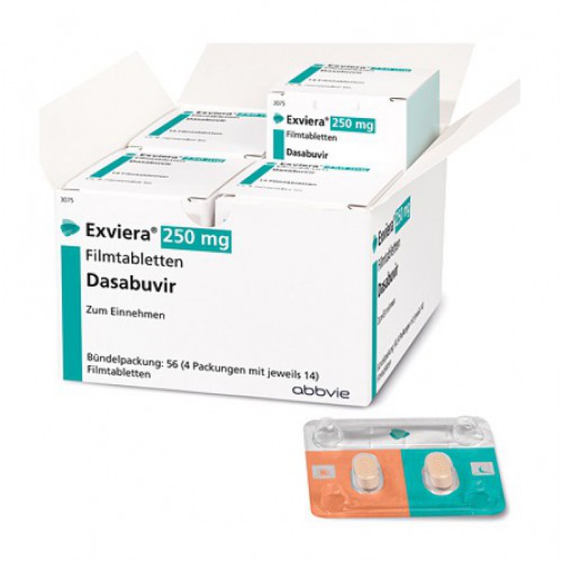 Купить Эксвиера Exviera (Дасабувир) 250 мг/56 таблеток в Москве